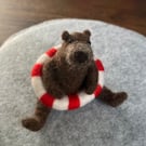 Needle felted bear with rubber ring