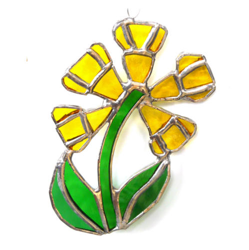 Cowslip Suncatcher Stained Glass Yellow Spring Flower 006