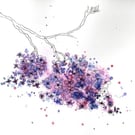 Purple lilac sprig, framed original watercolour painting 