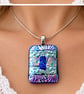 Dichroic Glass Pendant 282 Silver Florentine Handmade with silver plated chain - Image 3