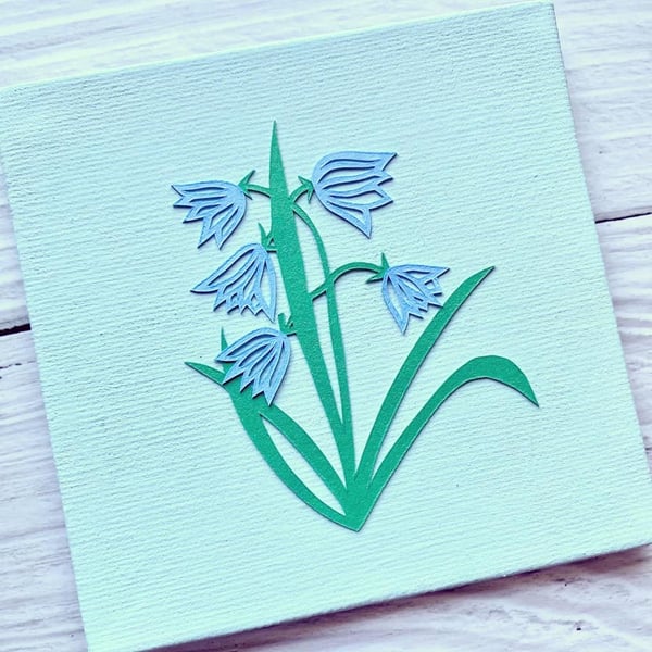 Mini 'Bluebell' Original Hand Cut Papercut on Canvas