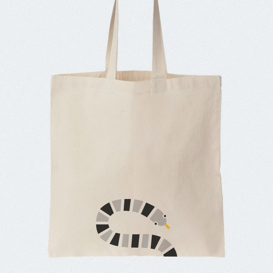 Snake Cotton Tote bag, Material shopping bag, Market bag, Beach bag