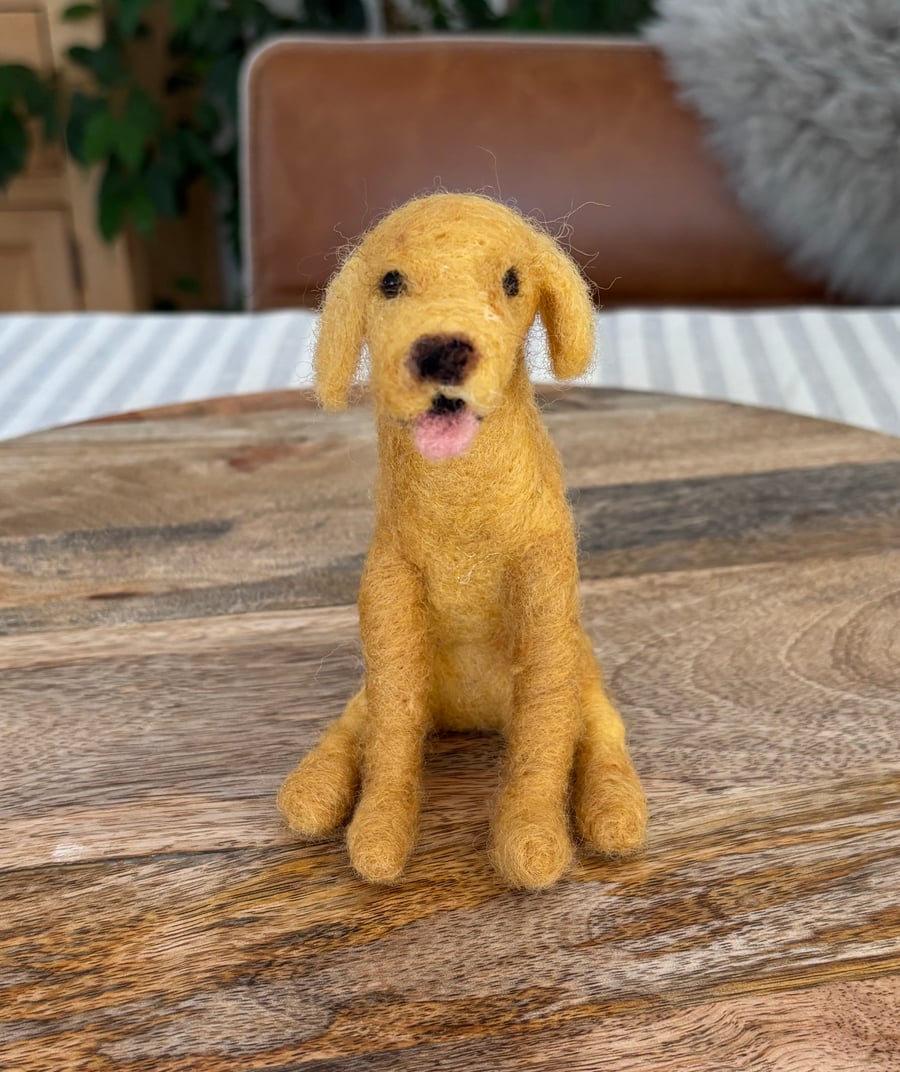 Small golden yellow Labrador felt dog