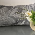 Tropical Lumber Cushion Cover Grey Monstera Leaf Cotton 20 x 12"