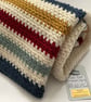 BLANKET , throw . Wool blend . Stripes .Cot , stroller, nursery . - Image 3