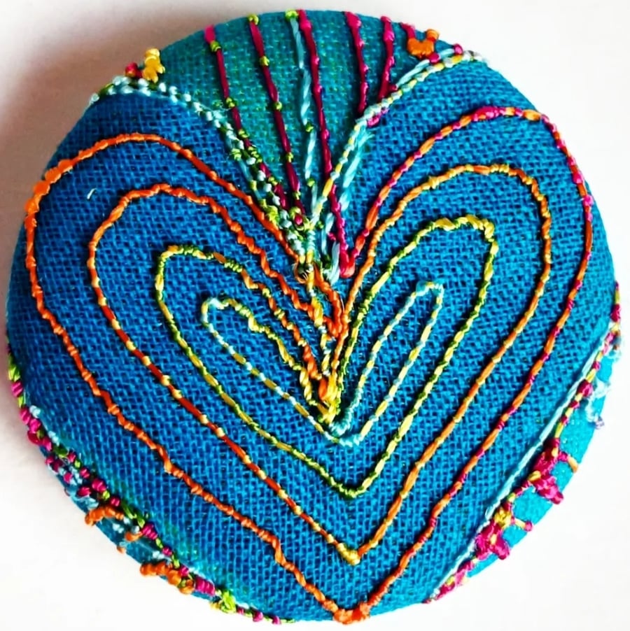 Buttons 1 inch button Hand Dyed Silks and Cottons Free Machine Embroidery Button