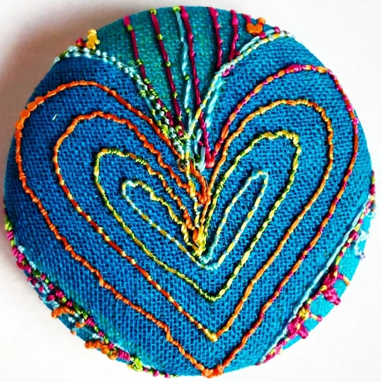 Buttons 1 inch button Hand Dyed Silks and Cottons Free Machine Embroidery Button