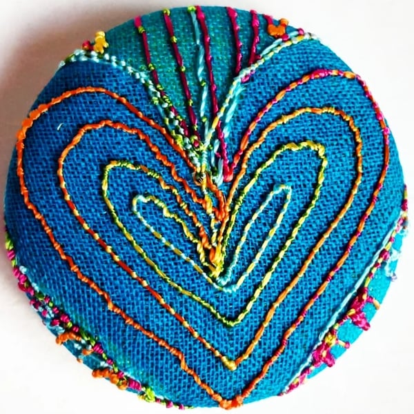 Buttons 1 inch button Hand Dyed Silks and Cottons Free Machine Embroidery Button