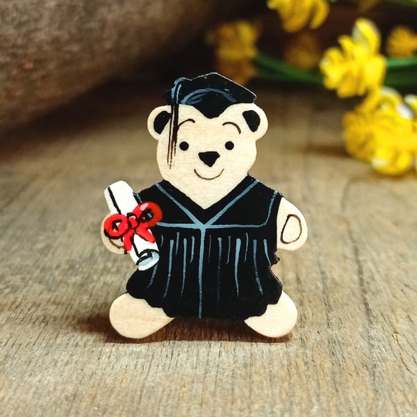 Graduation Gift, Handmade Graduation Bear Pin, Congratulations Graduate Badge