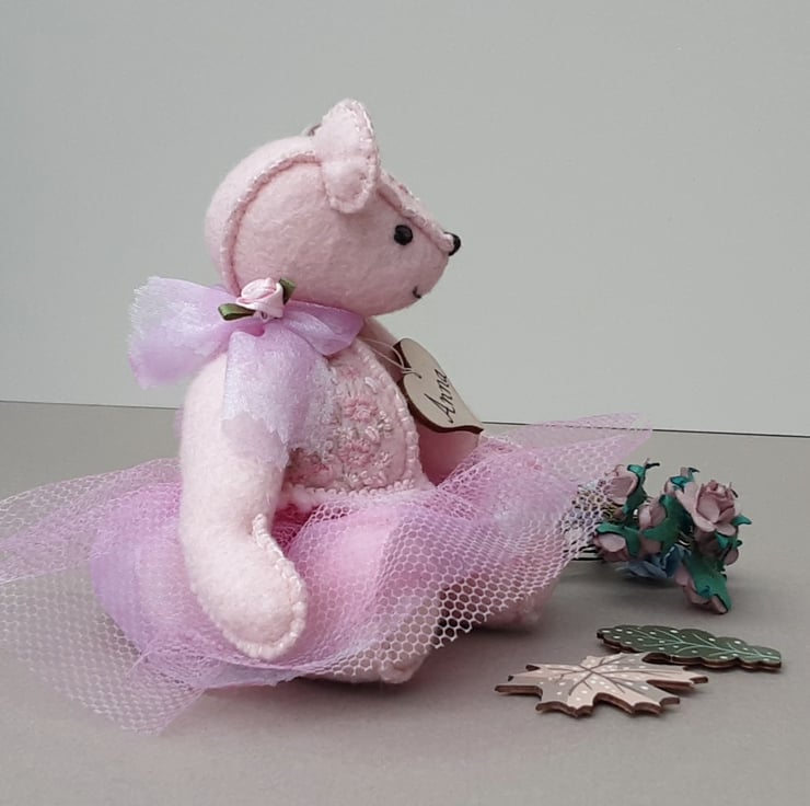 Ballerina teddy bear, hand sewn and embroidered... Folksy
