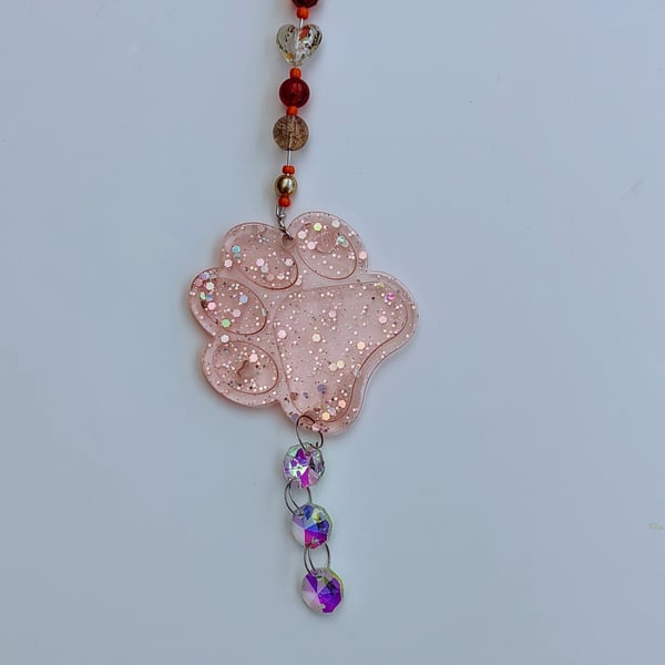 Sparkly Resin Sun Catcher Decoration - Paw