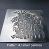 Pewter embossed coaster with antiqued satin finish & cork base.