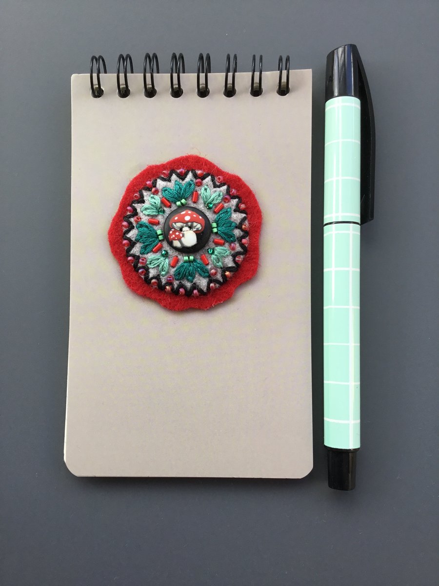 Hand Embroidered Toadstool Notebook Set