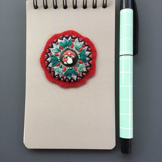 Hand Embroidered Toadstool Notebook Set