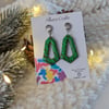 Green Twinkle Crackle Earrings