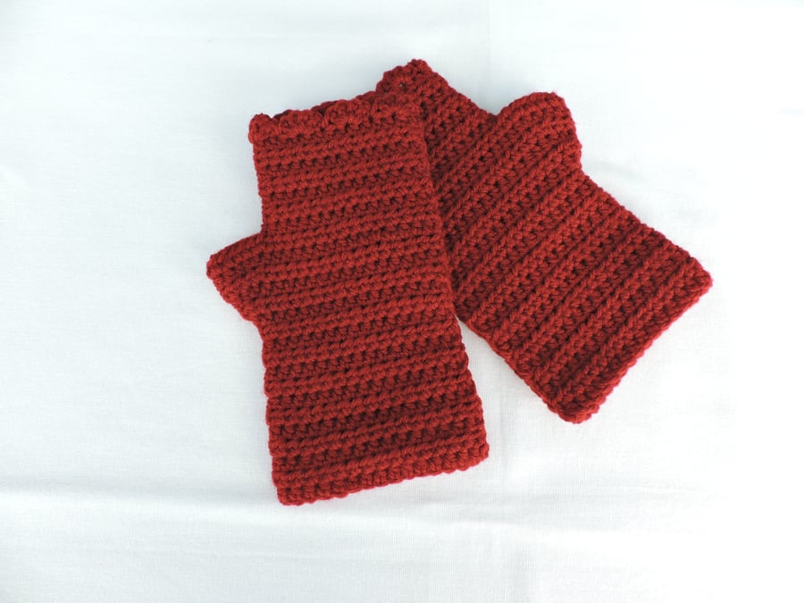 Sale Adults Fingerless Mitts Red