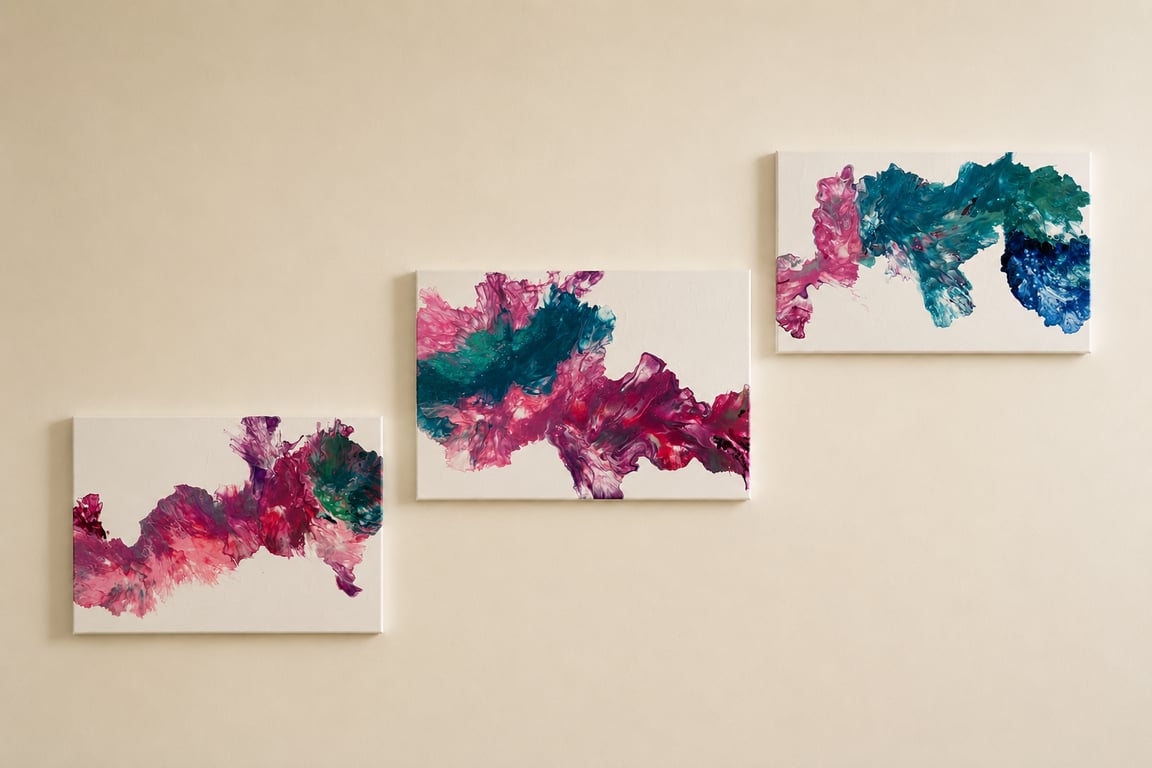 Original Abstract Fluid Acrylic Painting Set (3-Piece Collection)