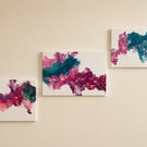 Original Abstract Fluid Acrylic Painting Set (3-Piece Collection)