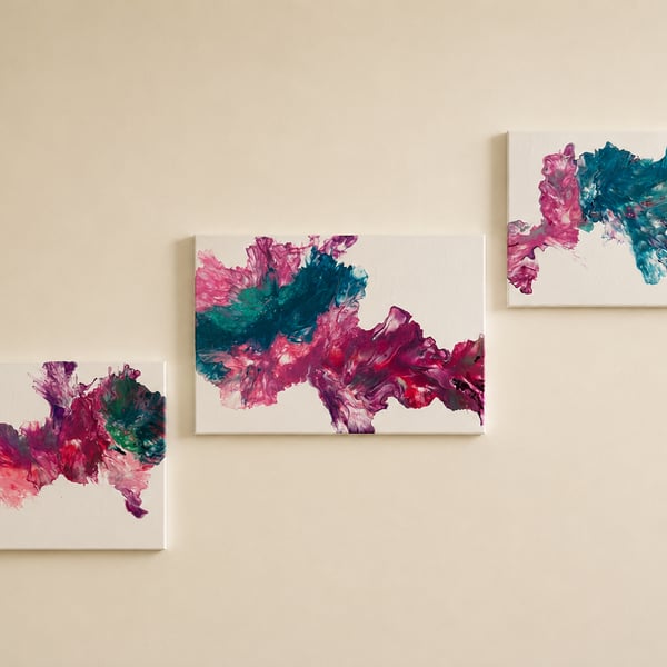 Original Abstract Fluid Acrylic Painting Set (3-Piece Collection)