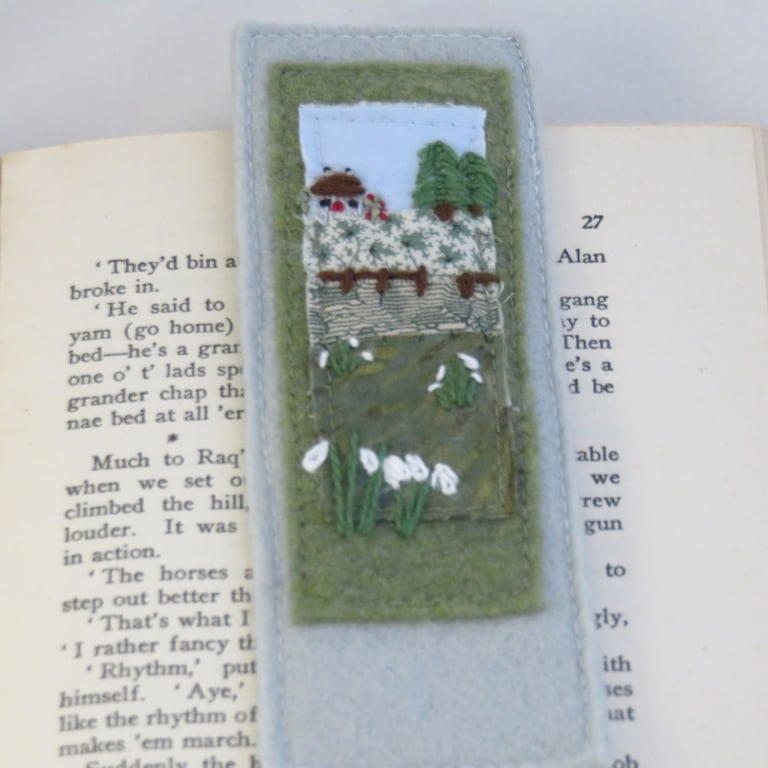 Snowdrops Bookmark - Embroidered and Appliqued
