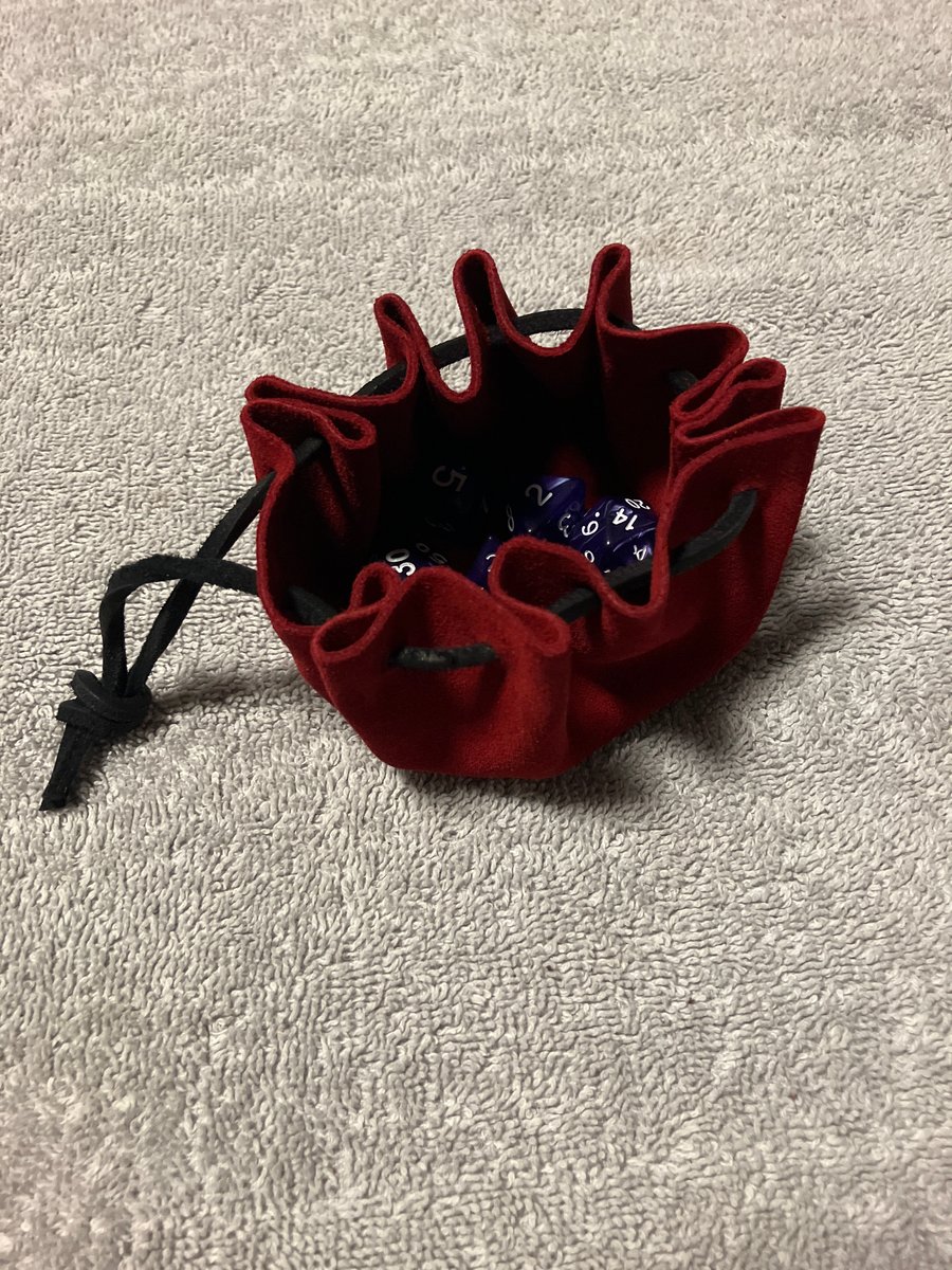 Red Suede Dice Bag - Drawstring Pouch - FREE SHIPPING