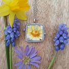 Yellow bone china buttercup daisy pendant necklace