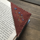 Hand embroidered forget me not flower felt corner bookmark