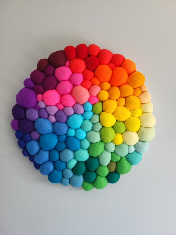 Circular Random Rainbow Wall Art - Abstract Tactile felt Blobs
