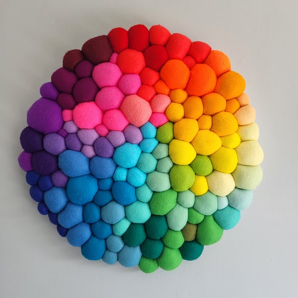 Circular Random Rainbow Wall Art - Abstract Tactile felt Blobs