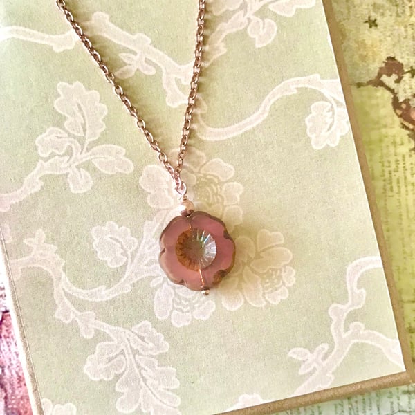 Sterling Silver Rose Gold Plated Flower Necklace