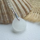 Scottish sea glass necklace, petite necklace beach glass, white sea glass