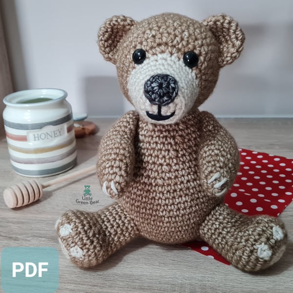 Glenn the Grizzly Bear Crochet Pattern, Grizzly Bear Amigurumi Pattern