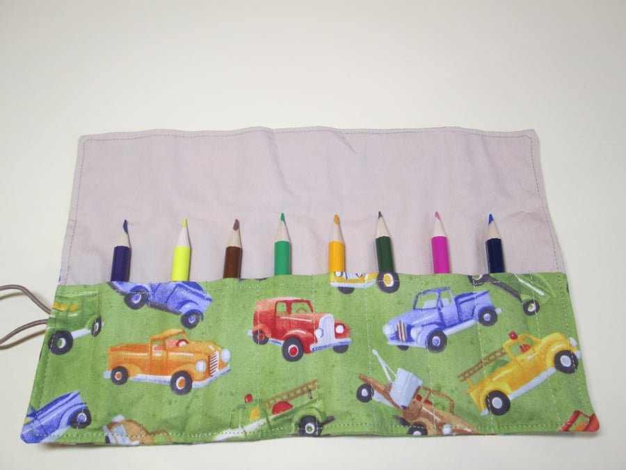 Car and truck Fabric Pencil Roll