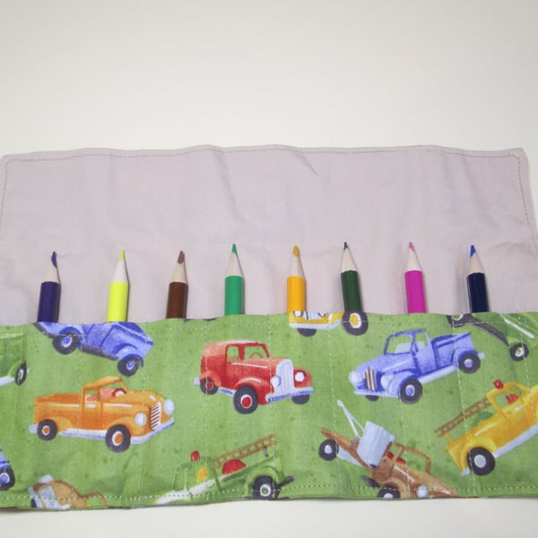 Car and truck Fabric Pencil Roll