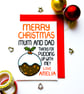 Personalised Funny Christmas Pudding Xmas Card For Mum And Dad - Image 1