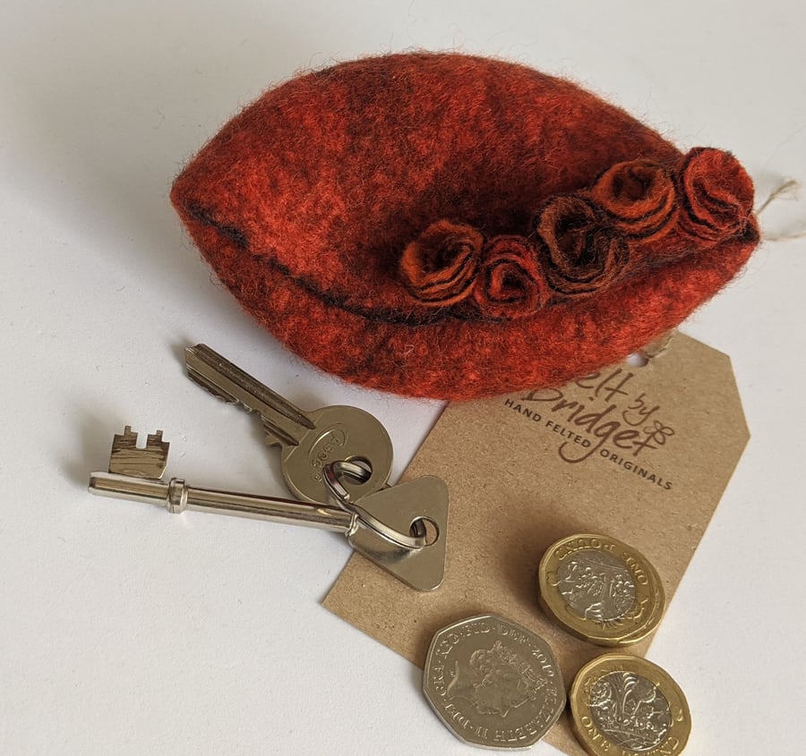 Wet felted Pod Purse: Orange purse (L)