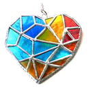 Geometric Patchwork Seaside Heart Suncatcher Stained Glass 006