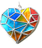 Geometric Patchwork Seaside Heart Suncatcher Stained Glass 006 - Image 1