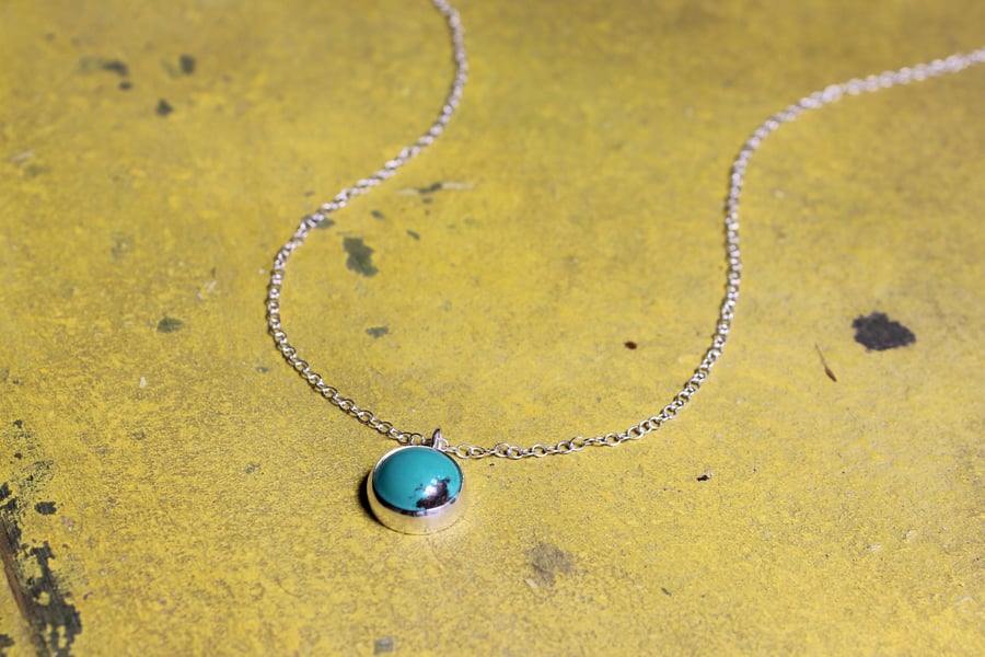 Turquoise necklace, silver necklace, Chinese turquoise