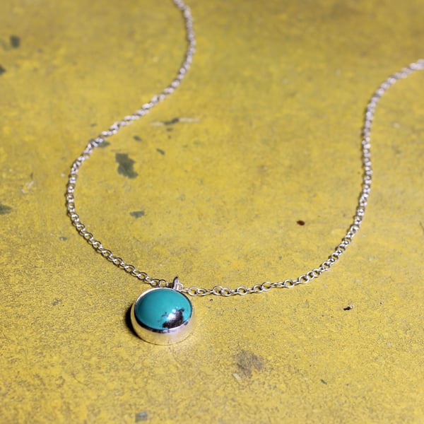 Turquoise necklace, silver necklace, Chinese turquoise