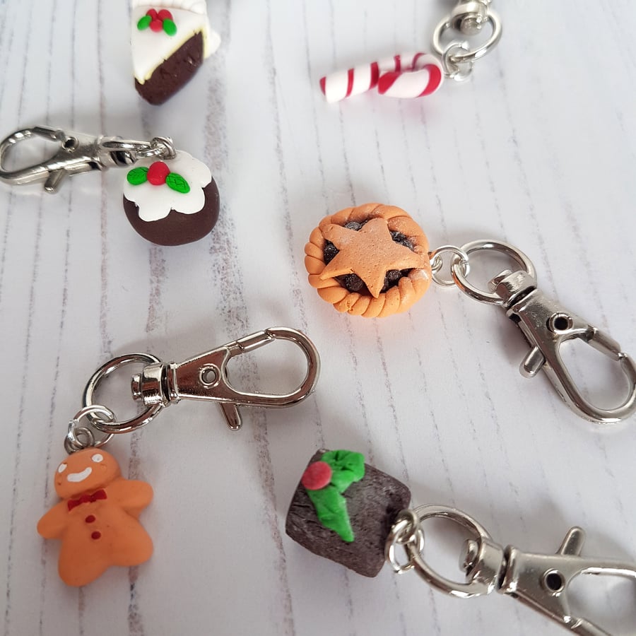 Set of Christmas food Themed stitch markers (Planner Charms), bag charms