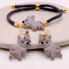 French Bulldog Jewellery Set, Earrings and Bracelet, Cute Gift for Dog Lovers