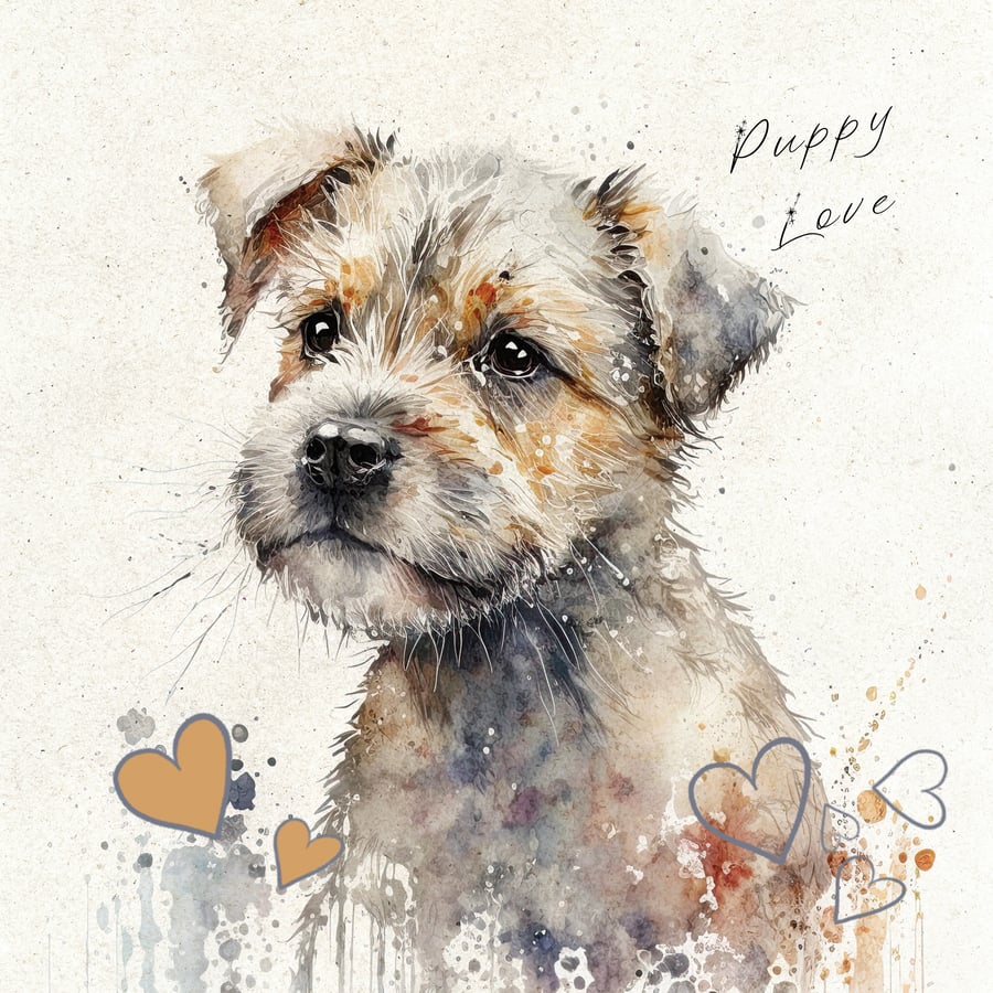 Border Terrier Fine Art Card - Border Terrier Greetings Card - View #8