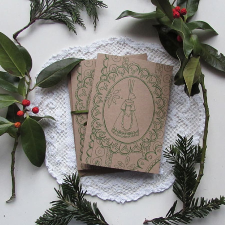 Christmas cards - 'folky rabbit' 