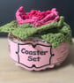 Handmade Crochet Flower Coasters Set of 6 with Basket - Image 5