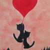 Cat Heart Card, Anniversary Cat Card, Love Cats, Heart Card, Engagement Card Cat