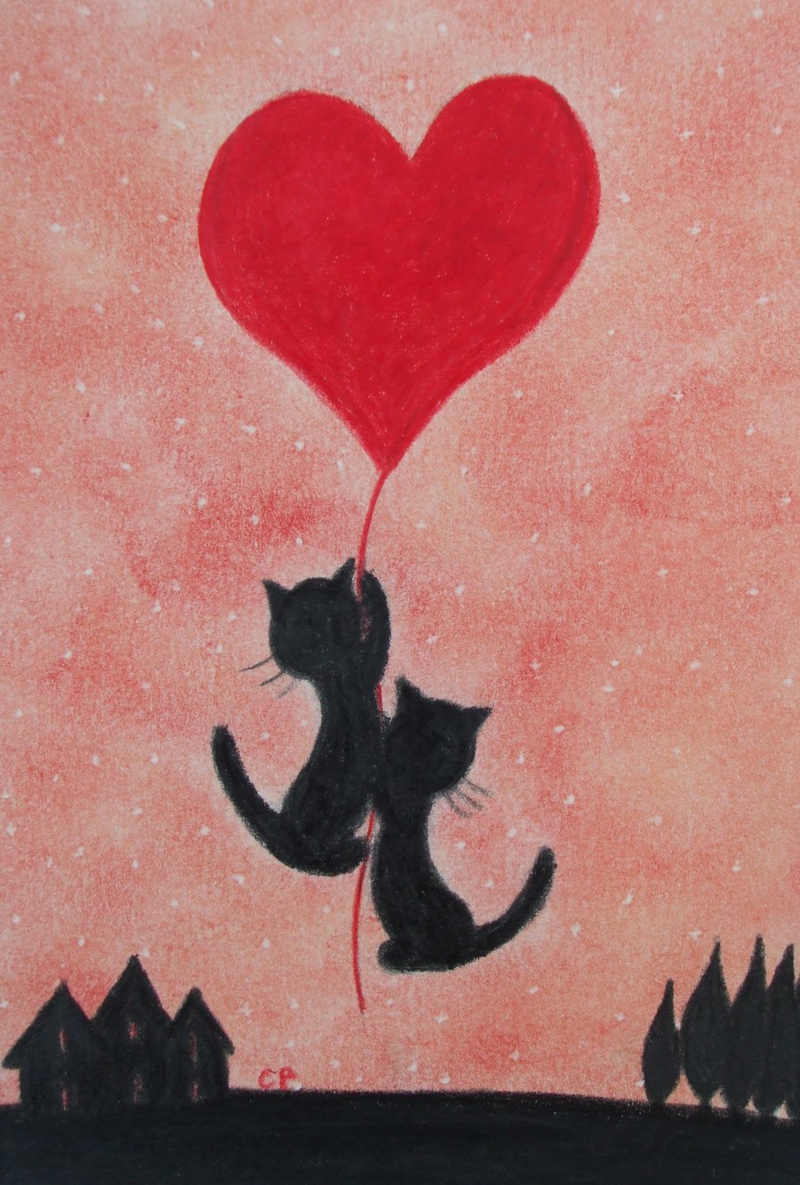 Cat Heart Card, Anniversary Cat Card, Love Cats, Heart Card, Engagement Card Cat