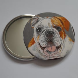 Bulldog Design Fabric Backed Pocket Mirror