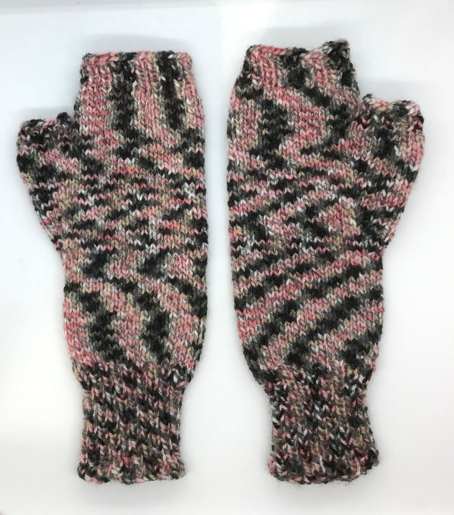 Wrist Warmers Fingerless Mittens Gloves Pink Grey Black 