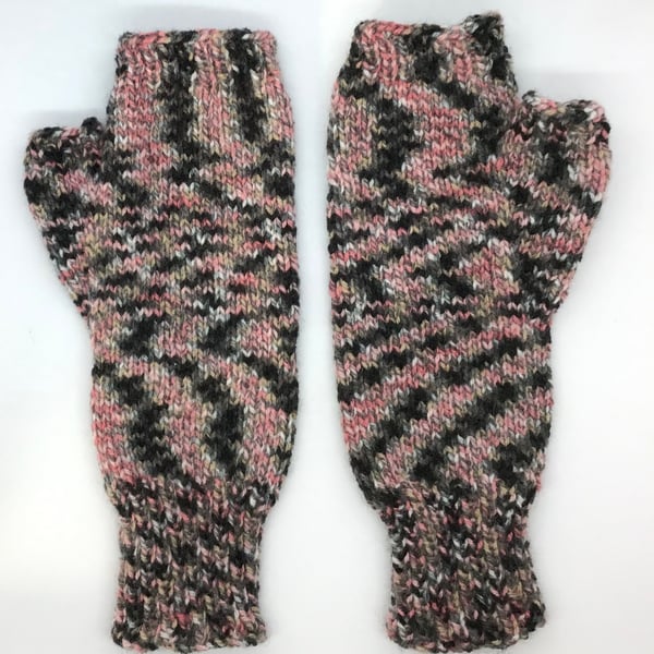 Wrist Warmers Fingerless Mittens Gloves Pink Grey Black 